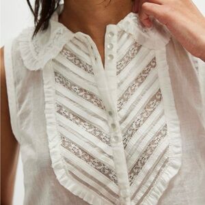 White Lace Button-Up Blouse